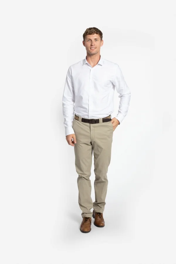 Pantaloni spălaţi stretch cu structuri SERGIU-MF bej