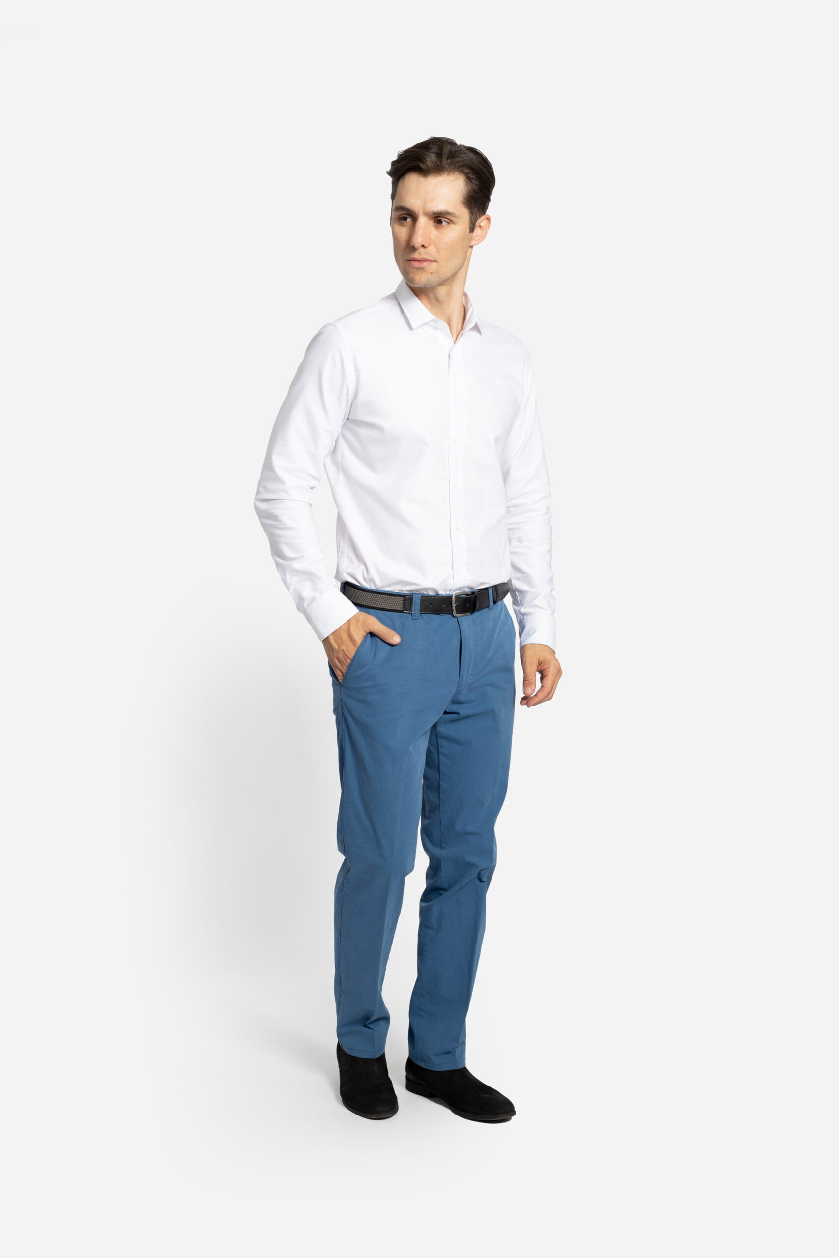 Pantaloni spălaţi din tesatura elastica GRAZIANO-MF albastru