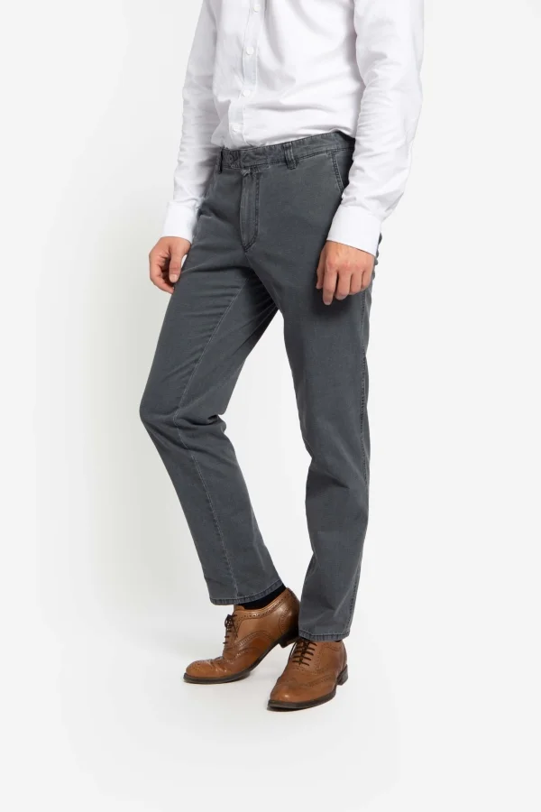 Pantaloni spălaţi din tesatura elastica GIULIO-MF gri