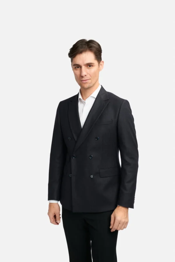 Sacou slim-fit bluemarin în două rânduri de nasturi