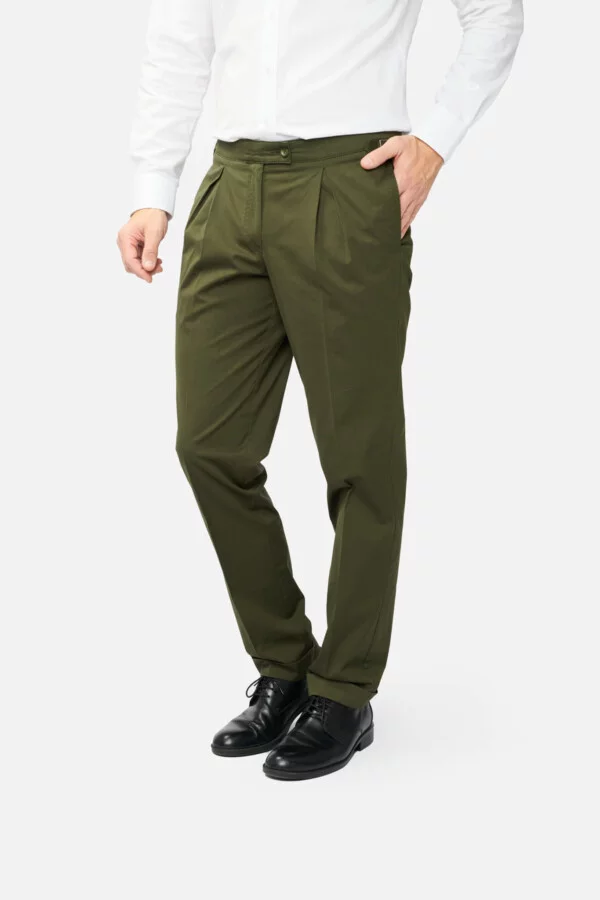 Pantaloni casual cu pense Portofino-MF, vernil